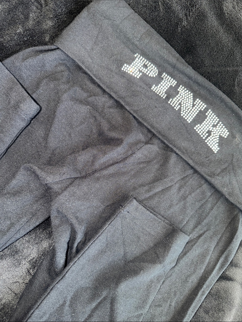 PINK Victoria's Secret Charcoal Fold-Over Yoga Leggings